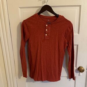 J. Crew Kids Long Sleeve Henley - Rust Red